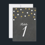 Chalkboard Gold & White Confetti Table Number Kaar Kaart<br><div class="desc">Chalkboard Gold & White Confetti Table Number Kaart. Zoek naar overeenkomende objecten in mijn winkel. Neem contact met mij op voor een aangepaste bestelling.</div>