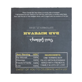 Chalkboard Golden Bar Mitzvah Snoep Wrappers Notitieblok