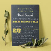 Chalkboard Golden Bar Mitzvah Uitnodiging