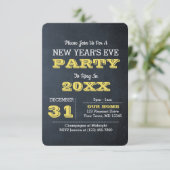 Chalkboard Golden New Years Eve Feestuitnodiging Kaart (Staand voorkant)