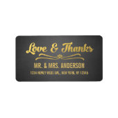 Chalkboard Goud Script Bruiloft Dank u Etiket (Voorkant)