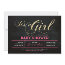 Chalkboard, goud | Typografie Girl-Baby shower