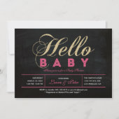 Chalkboard, goud | Typografie Girl-Baby shower Kaart (Voorkant)