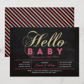 Chalkboard, goud | Typografie Girl-Baby shower Kaart (Voorkant / Achterkant)