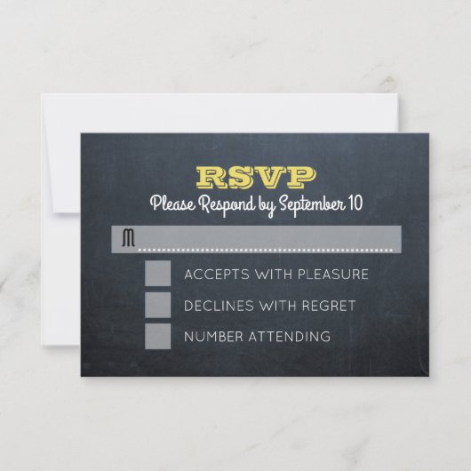 Chalkboard gouden bevestiging RSVP-kaart RSVP Kaartje (Voorkant)
