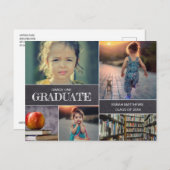 Chalkboard GRADE ONE Afstuderen fotocollage Aankondigingskaart (Voorkant / Achterkant)