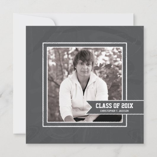 Chalkboard Graduation Cap Invitation met foto Kaart (Achterkant)