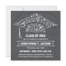 Chalkboard Graduation Cap Invitation met foto
