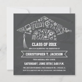 Chalkboard Graduation Cap Invitation met foto Kaart