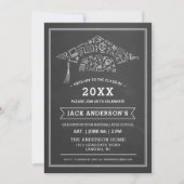 Chalkboard Graduation Cap Party Invitation Foto Kaart (Voorkant)