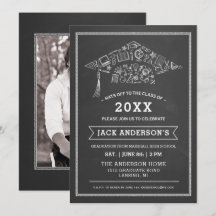 Chalkboard Graduation Cap Party Invitation Foto