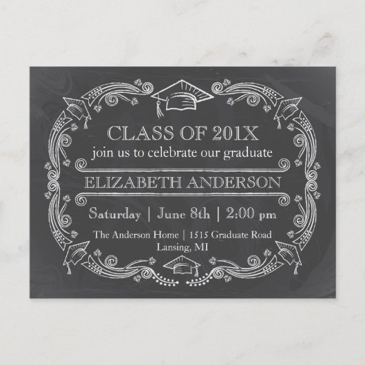 Chalkboard Graduation Party Briefkaart (Voorkant)