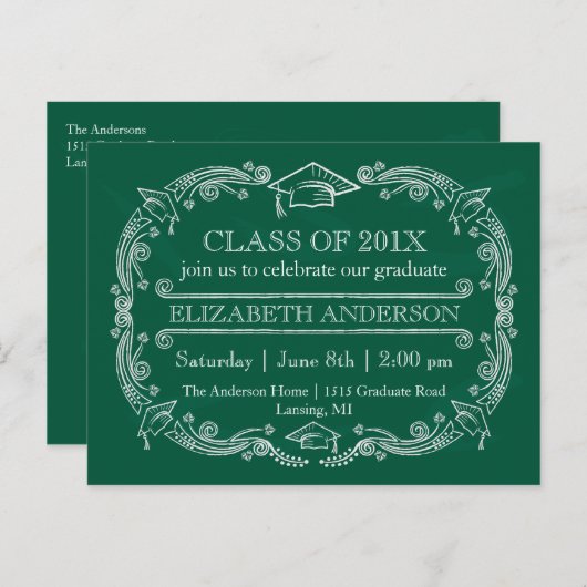 Chalkboard Graduation Party Briefkaart (Voorkant / Achterkant)