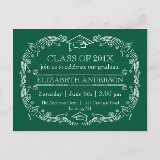 Chalkboard Graduation Party Briefkaart (Voorkant)