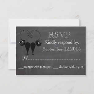 Chalkboard grappig katteliefdesstel RSPV RSVP Kaartje
