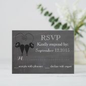 Chalkboard grappig katteliefdesstel RSPV RSVP Kaartje (Staand voorkant)