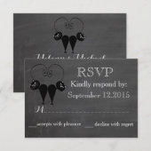 Chalkboard grappig katteliefdesstel RSPV RSVP Kaartje (Voorkant / Achterkant)