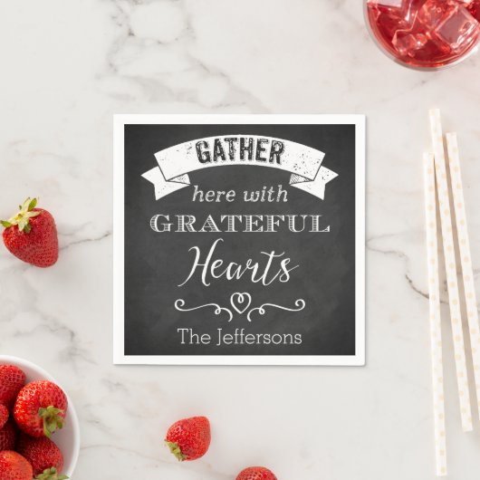  Chalkboard, Grateful Hearts Napkins Servet (Insitu)