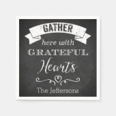  Chalkboard, Grateful Hearts Napkins Servet (Voorkant)