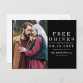 Chalkboard Gratis Drinken Trouwfoto Sla de datum o Aankondigingskaart (Voorkant / Achterkant)