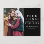 Chalkboard Gratis Drinken Trouwfoto Sla de datum o Aankondigingskaart (Voorkant)