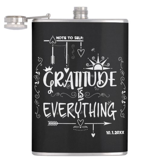 Chalkboard Gratitude is Alles notitie voor zichzel Heupfles (Geopend)