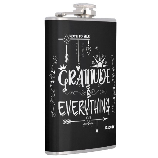 Chalkboard Gratitude is Alles notitie voor zichzel Heupfles (Rechts)