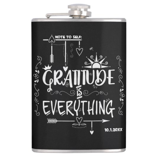 Chalkboard Gratitude is Alles notitie voor zichzel Heupfles (Voorkant)