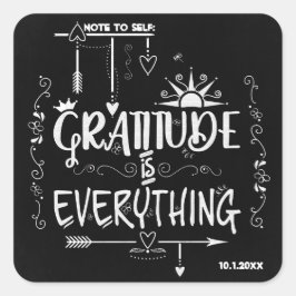 Chalkboard Gratitude is Alles notitie voor zichzel Vierkante Sticker
