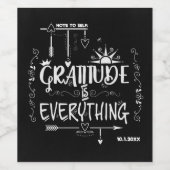 Chalkboard Gratitude is Alles notitie voor zichzel Wijn Etiket (Enkel label)