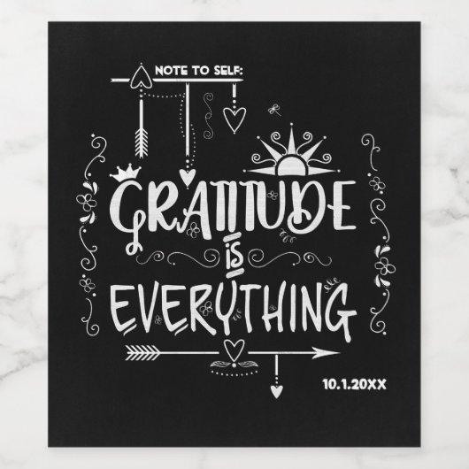 Chalkboard Gratitude is Alles notitie voor zichzel Wijn Etiket (Enkel label)