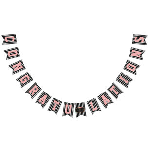 Chalkboard grats Black White Pink Wedding Vlaggetjes