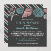 Chalkboard Gray Zee Shell Bridal Shower Invitation Kaart (Voorkant / Achterkant)