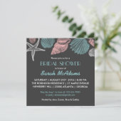 Chalkboard Gray Zee Shell Bridal Shower Invitation Kaart (Staand voorkant)