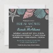 Chalkboard Gray Zee Shell Bridal Shower Invitation Kaart (Voorkant)