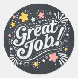 Chalkboard Great Job Stickers met sterren en werve