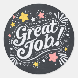 Chalkboard Great Job Stickers met sterren en werve