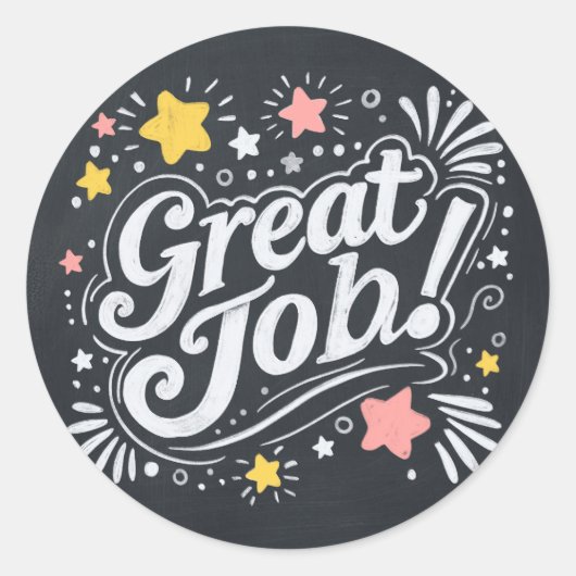 Chalkboard Great Job Stickers met sterren en werve (Voorkant)