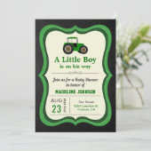 Chalkboard Green Boerderij Tractor Baby shower Kaart (Staand voorkant)
