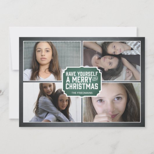Chalkboard Green Framed Holiday Photo Card Feestdagenkaart (Voorkant)
