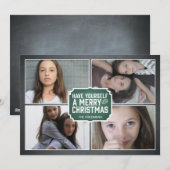 Chalkboard Green Framed Holiday Photo Card Feestdagenkaart (Voorkant / Achterkant)