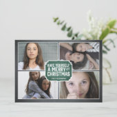 Chalkboard Green Framed Holiday Photo Card Feestdagenkaart (Staand voorkant)