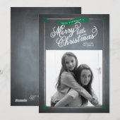 Chalkboard Green Mistletoe Holiday Photo Card Feestdagenkaart (Voorkant / Achterkant)