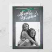 Chalkboard Green Mistletoe Holiday Photo Card Feestdagenkaart (Voorkant)