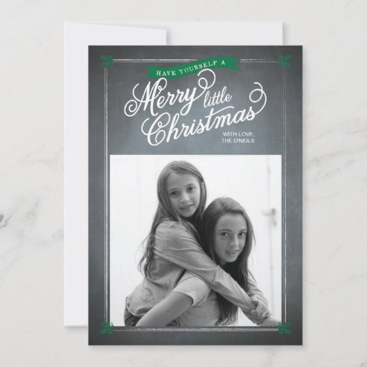 Chalkboard Green Mistletoe Holiday Photo Card Feestdagenkaart (Voorkant)