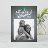 Chalkboard Green Mistletoe Holiday Photo Card Feestdagenkaart (Staand voorkant)