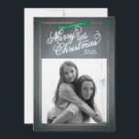 Chalkboard Green Mistletoe Holiday Photo Card Feestdagenkaart<br><div class="desc">This rustic chalkboard style invitation is perfect for a nostalgic and on-trend holiday greeting made exclusively for Zazzle. Mistletoe accents adorn each corner with white script typography printed on a chalkboard background. Add an Envelopments Holiday Stamp from our extensive postage collection to match perfectly with your greeting. Envelopments envelopes, liners...</div>