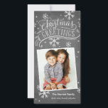 Chalkboard Greetings 1-Photo Snowflake Holiday Feestdagenkaart<br><div class="desc">Deze moderne en stijlvolle fotokaart is uitgerust met handgeschreven en kalligrafische illustraties op een trendy chalkboardachtergrond met gespleten sneeuwvlokken. Beschikbaar in extra kleuren en formaten. Winkel onze online winkel voor meer stukken in dit ontwerp!</div>
