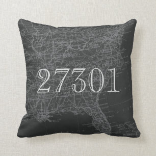 Chalkboard Grey Eastern US Map Zip Code Pillow Kussen