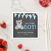 Chalkboard Grey Teddy Bear Boy Baby shower Servet (Insitu)